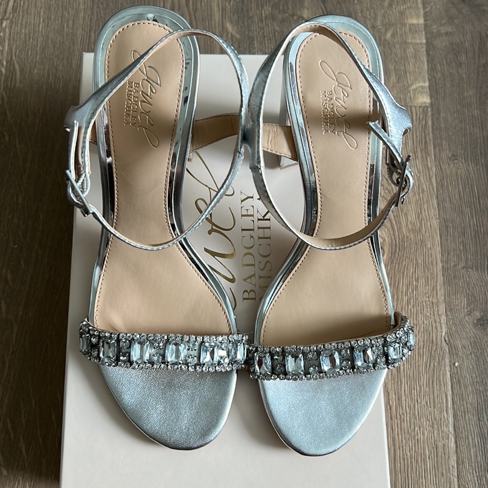Badgley Mischa Silver Jeweled Shoes